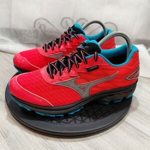 Mizuno Gor-Tex Women Wave Rider GTX 20 Coral, Silver Blue Running Shoes SIZE 8.5